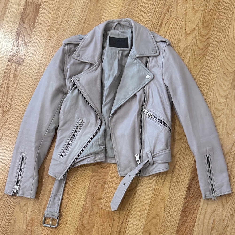 All Saints Women's Leather Jacket - Light Gray